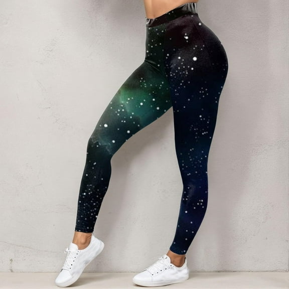 Stephy Women Colorful Leggings Fancy Costume Glitter 3D Printing Costume, Green, XL