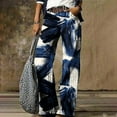 thumbnail image 1 of Stephy Women's Flare Wide Leg High Waisted Casual Vintage Floral Print Pants Casual Colorful Trouser, Blue, M, 1 of 4