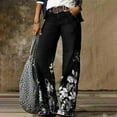 thumbnail image 1 of Stephy Women's Flare Wide Leg High Waisted Casual Vintage Floral Print Pants Casual Colorful Trouser, Blue, XXL, 1 of 4