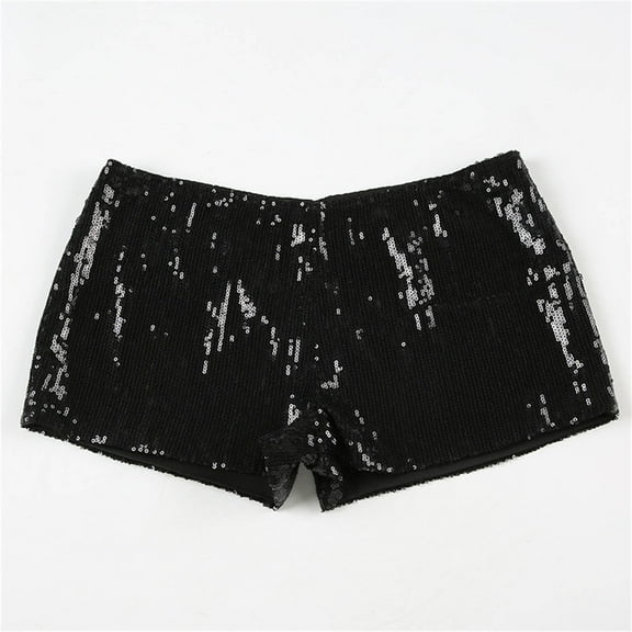 Stephy Women's Leopard Print Sequins High Waist Tight Hot Girl Sexy Shorts, Black, M