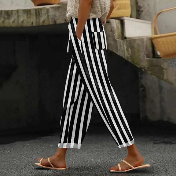 Stephy Women's New Thin Elastic Loose Large Size Korean Version of Everything Long Trousers Casual Trousers Haren, Black, L