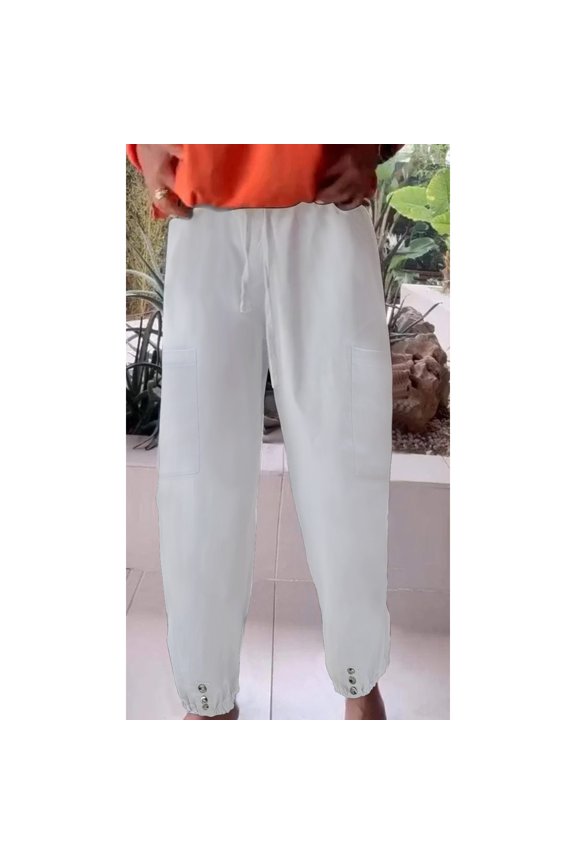 Women's New Thin Elastic Loose Large Size Korean Version of Everything Long Trousers Casual Trousers Haren, Black, L