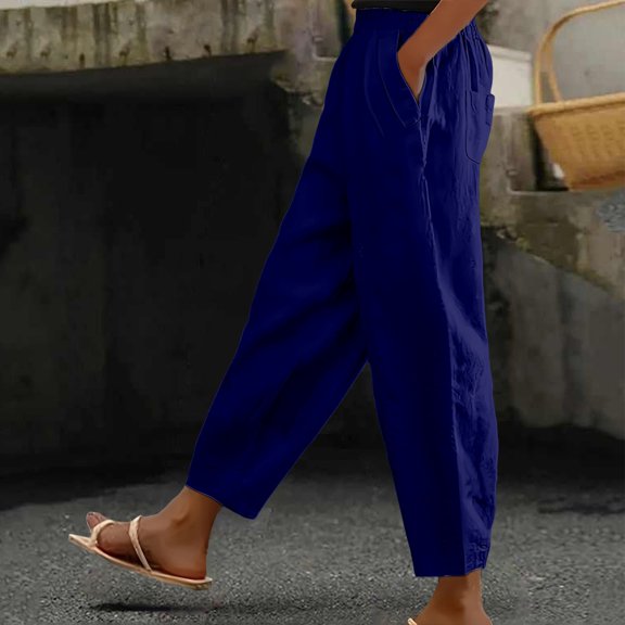 Stephy Women's New Thin Elastic Loose Large Size Korean Version of Everything Long Trousers Casual Trousers Haren, Black, L