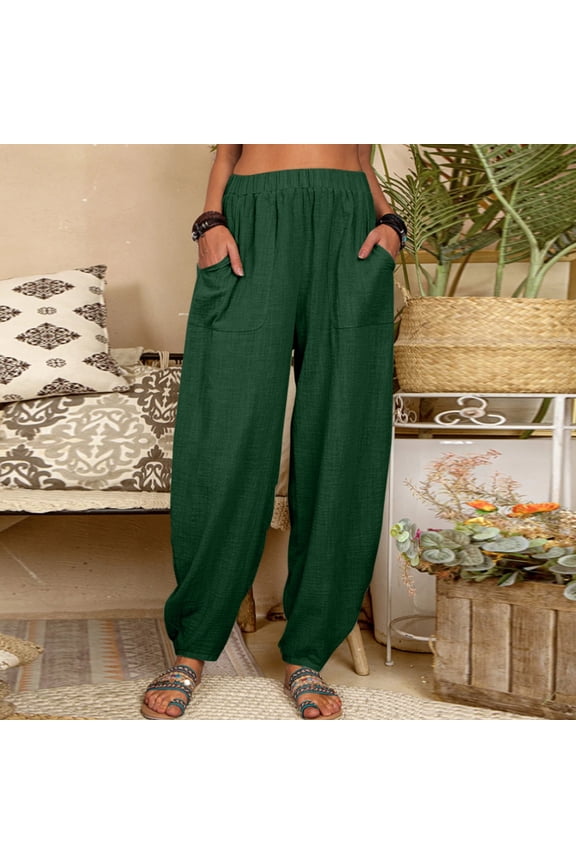 Women's New Thin Elastic Loose Large Size Korean Version of Everything Long Trousers Casual Trousers Haren, Black, L