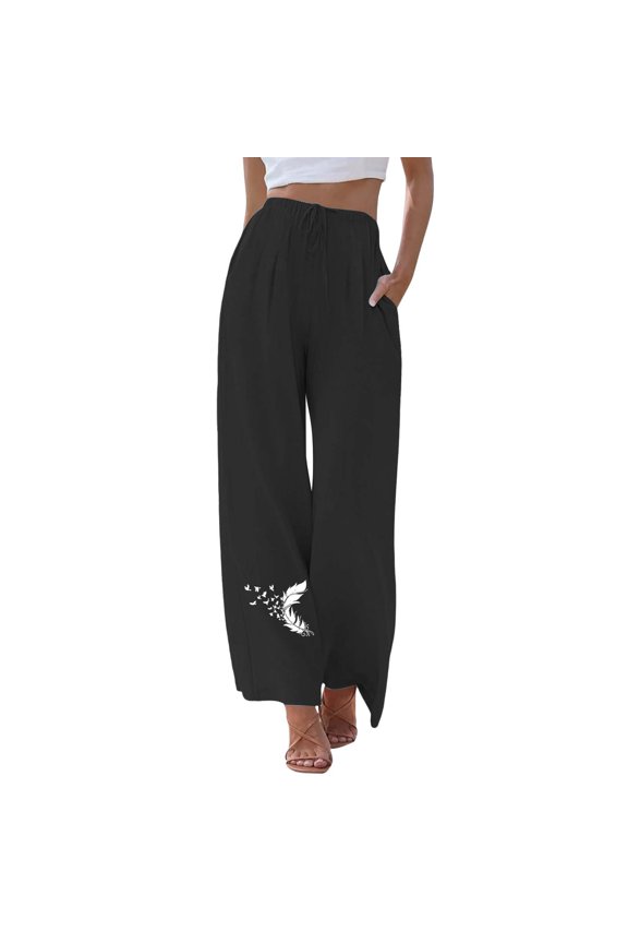 Women's New Thin Elastic Loose Large Size Korean Version of Everything Long Trousers Casual Trousers Haren, Black, L