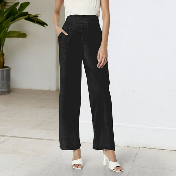 Stephy Women's New Thin Elastic Loose Large Size Korean Version of Everything Long Trousers Casual Trousers Haren, Black, L