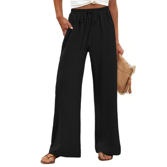 Stephy Women's New Thin Elastic Loose Large Size Korean Version of Everything Long Trousers Casual Trousers Haren, Black, L