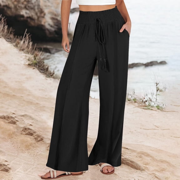 Stephy Women's New Thin Elastic Loose Large Size Korean Version of Everything Long Trousers Casual Trousers Haren, Black, L