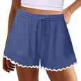 thumbnail image 1 of Stephy Women's Shorts 2025 Summer Casual Cute Ruffle Shorts Comfy Elastic Waist Drawstring Pleated Short, Blue, S, 1 of 6