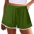 thumbnail image 1 of Stephy Women's Shorts 2025 Summer Casual Cute Ruffle Shorts Comfy Elastic Waist Drawstring Pleated Short, Green, 4XL, 1 of 6