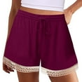 thumbnail image 1 of Stephy Women's Shorts 2025 Summer Casual Cute Ruffle Shorts Comfy Elastic Waist Drawstring Pleated Short, Red, 4XL, 1 of 6