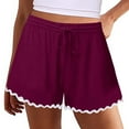 thumbnail image 1 of Stephy Women's Shorts 2025 Summer Casual Cute Ruffle Shorts Comfy Elastic Waist Drawstring Pleated Short, Red, M, 1 of 6