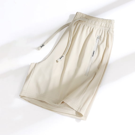 Stephy Women's Stretch Breathable Casual Quick Drying Drawstring Beach Shorts, Beige, XXL