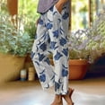 thumbnail image 1 of Stephy Women's Summer Drawstring Pocket Flower Flower Casual Loose Comfortable Cotton Linen Casual Pants, Blue, XXL, 1 of 3