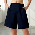 thumbnail image 1 of Stephy Womens Casual Solid Elegant Zipper Waist Suit Shorts Pants Elastic Waist Side Pockets Business Shorts, Blue, S, 1 of 6