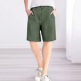 thumbnail image 1 of Stephy Womens Casual Solid Sport Zipper Waist Pants Shorts Elastic Waist Back Pockets Daily Shorts, Green, XXL, 1 of 5