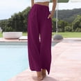 thumbnail image 1 of Stephy Womens Daily Elastic Waist Pockets Straight Solid Color Casual Pants Loose Long Trousers, Purple, 4XL, 1 of 6