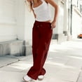 thumbnail image 1 of Stephy Womens Daily Elastic Waist Pockets Straight Solid Color Casual Pants Loose Pockets Cargo Long Trousers, Red, S, 1 of 9