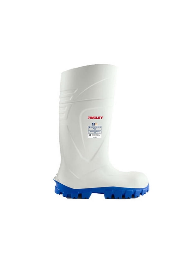 StepLite-X Knee-High Boot, 15" Shaft, Steel Toe, Cleated Outsole, White, Men's Size 10