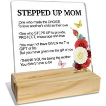 Stepmom Gifts from Daughter Son, Stepmom Gifts for Birthday Mother's Day Christmas Holiday, Bonus Mom Gifts, Stepped Up Mom, Desk Acrylic Decor 4x4 Inch