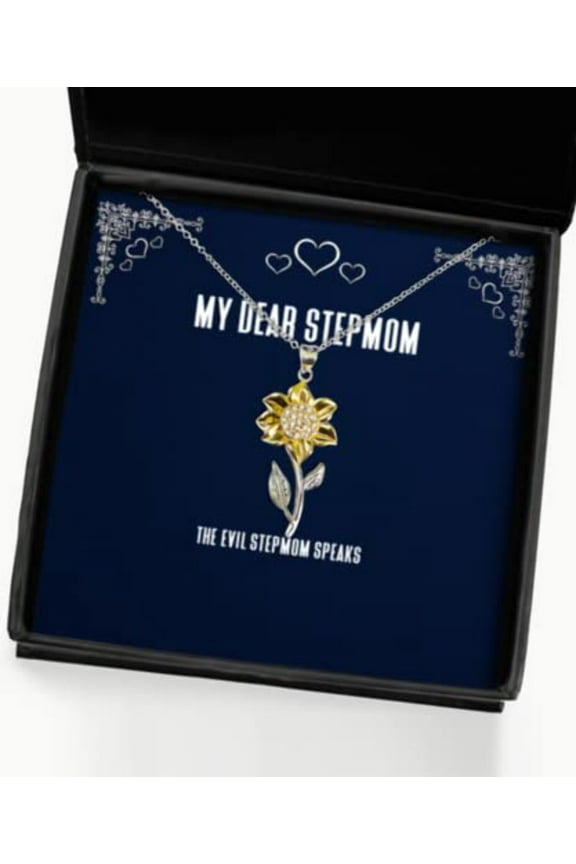 Stepmom Gifts for Mom, The Evil Stepmom Speaks, Reusable Stepmom Sunflower Pendant Necklace, from Daughter