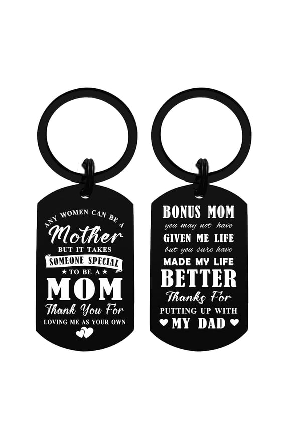 Stepparents Gifts for Birthday Christmas Fathers Day Mothers Day Thankgiving, Bonus Dad Mom Keychain from Step Son Daughter