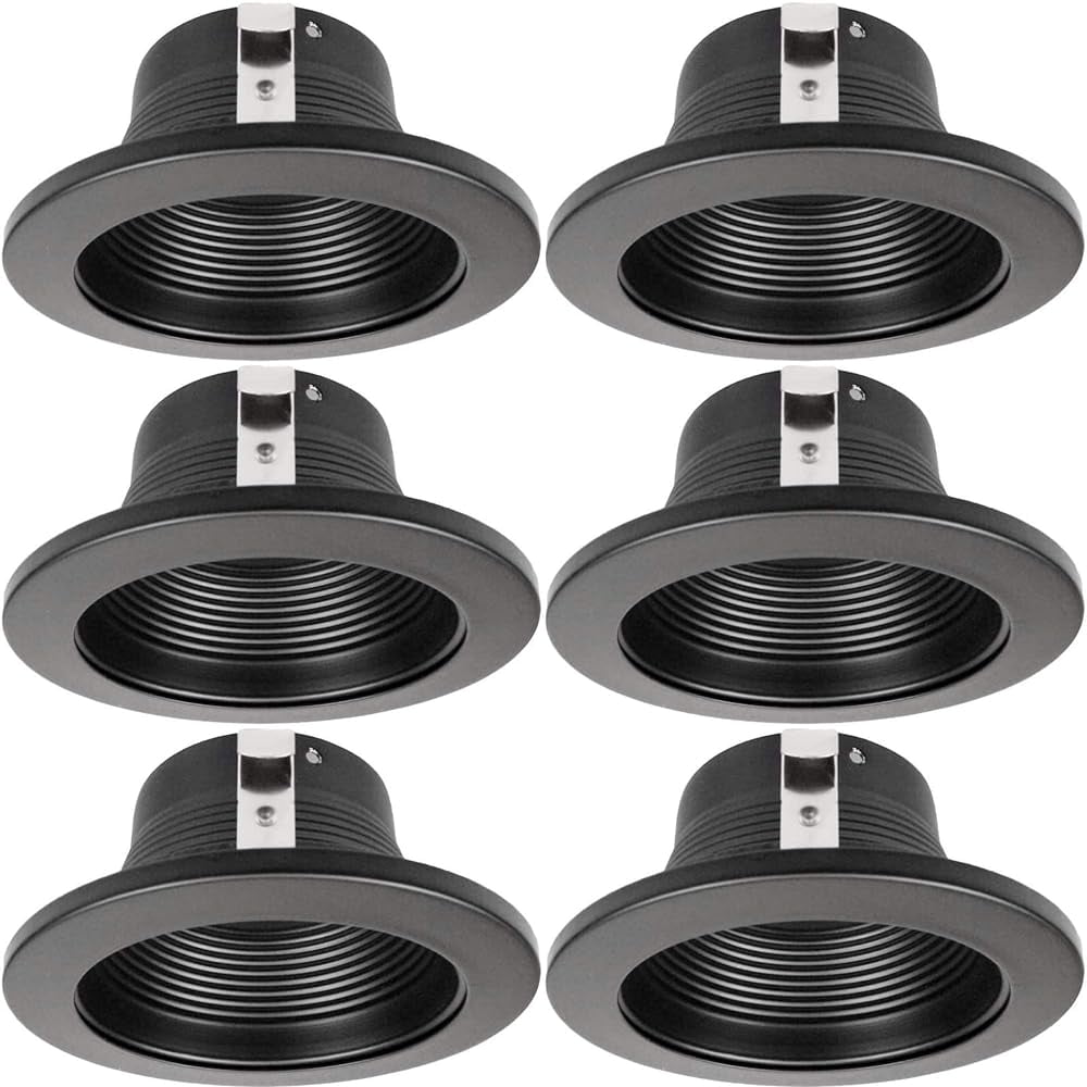 Stepped Black Baffle LED Trim, Bulb Light Cover, For 4 In. Recessed