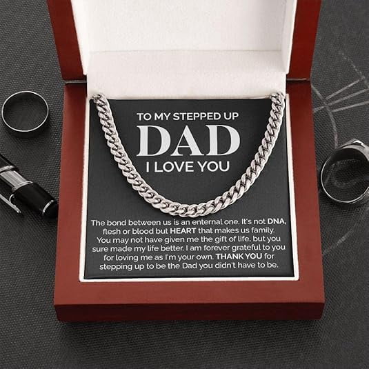 To My Stepped Up Dad Cuban Lick Chain Necklace I
