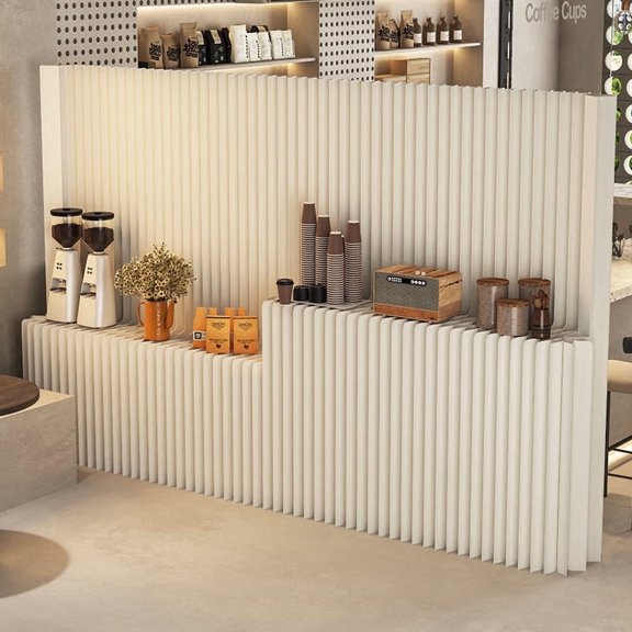 Stepped Display Room Divider, Foldable Honeycomb Cardboard Partition, Double Sided Freestanding Privacy Screen, Bendable Freestyle Layout, No Assembly Required, for Retail Booth Home Office