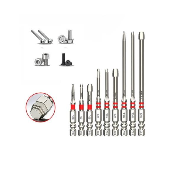 Stepped Hex Bits Set, 9-Piece Tapered Magnetic Screwdriver Bit, 50-100mm