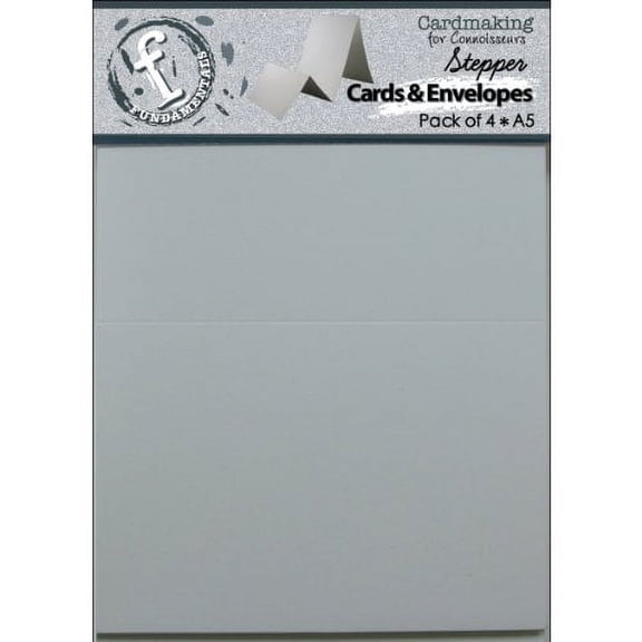 Stepper Cards & Envelopes 8.5X5.5 4/Pkg-White Multi-Colored