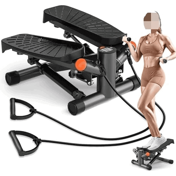 Steppers for Exercise at Home,Adjustable Height Mini Stepper with Resistance Bands,Stair Stepper with 350lbs Loading Capacity,Twist Stepper for Full Body Workout (Included Mat)