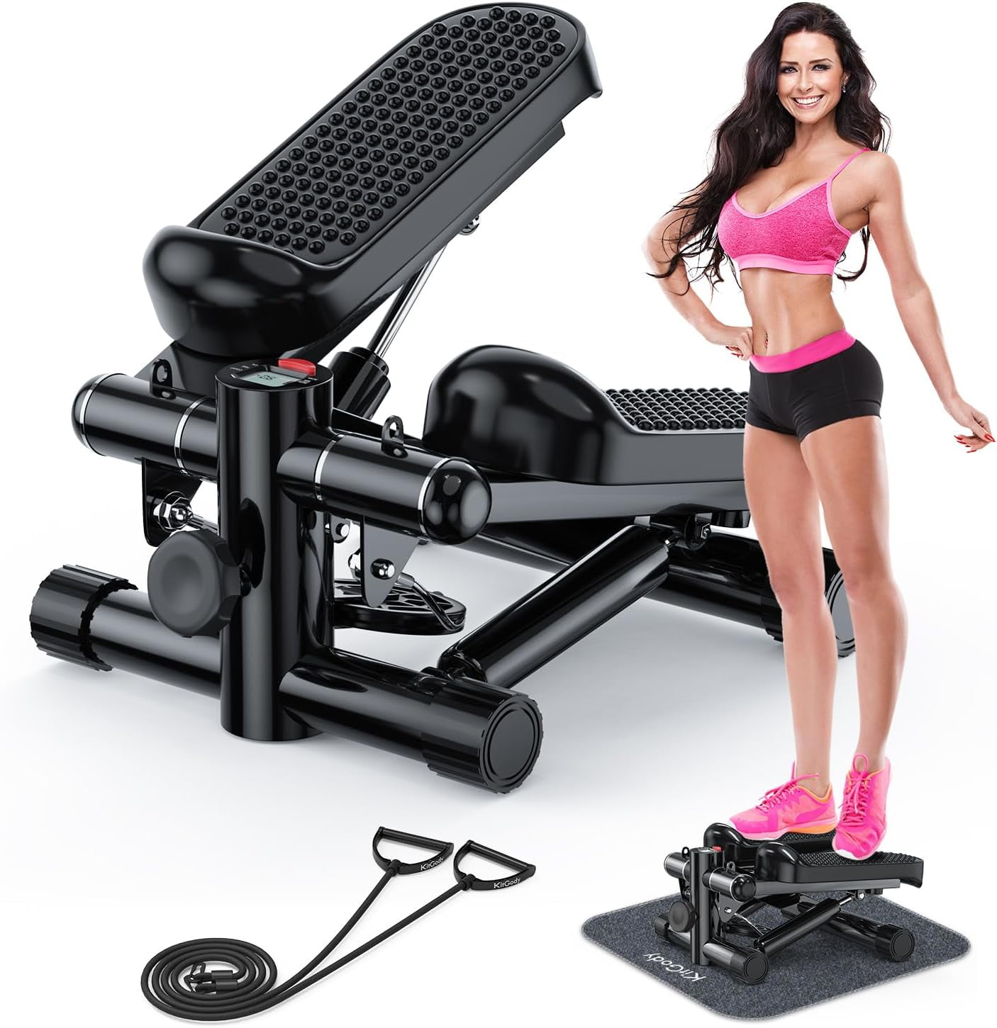 Steppers for Exercise at Home KitGody Mini Stepper with Resistance Bands Stair Stepper with 330LBS Capacity Adjustable Height Fitness Stepper Machine for Full Body Workout Walmart