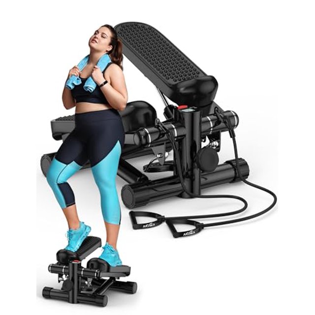 Steppers for Exercise at Home, Mini Stepper with Resistance Bands