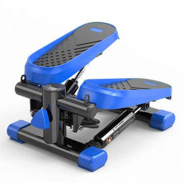 Steppers for Exercise at Home, Mini Stepper with Resistance Bands, Mini Stair Stepper with LCD Monitor, Oversize Pedal and Adjustable Stride for Home Workout, Load 330LBS, Black+ Blue
