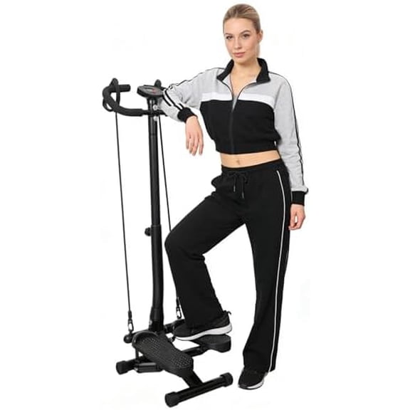 Steppers for Exercise at Home, Twist Stair Stepper with Handlebar, Low Impact Fitness Step Machine with LCD Monitor, with Tension Band,Quiet Hydraulic Cardio Trainer for Indoor Workouts