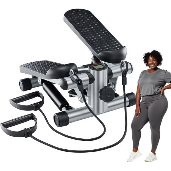 Steppers for Exercise at Home Workout Equipment, Mini Stepper Exercise Machine for Senior Citizens, Twist Stepper with Resistance Bands, Cardio Weight Loss Equipment Home Fitness