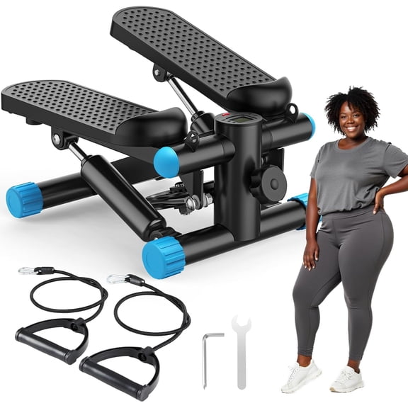 Steppers for Exercise at Home Workout Equipment, Mini Stepper Exercise Machine for Senior Citizens, Twist Stepper with Resistance Bands, Cardio Weight Loss Equipment Home Fitness