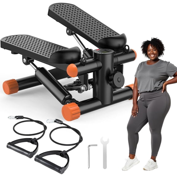 Steppers for Exercise at Home Workout Equipment, Mini Stepper Exercise Machine for Senior Citizens, Twist Stepper with Resistance Bands, Cardio Weight Loss Equipment Home Fitness