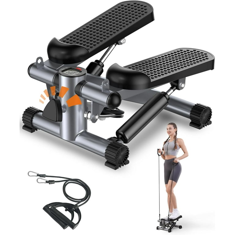Steppers for Exercise Mini Stepper with Exercise Equipment for Home Workouts Hydraulic Fitness Stair Stepper with Resistance Band Calories Count