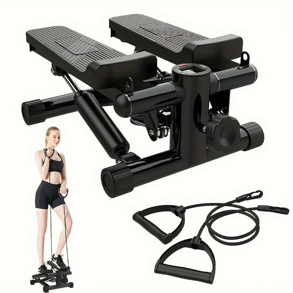 Steppers for Exercise, Stair Stepper with Resistance Bands, Mini Stepper Hydraulic Fitness Stepper with LCD Monitor Suitable for home fitness strength training
