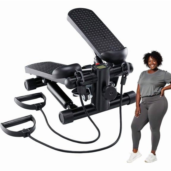 Steppers For Exercise At Home, Mini Stair Stepper With Resistance Bands, Portable Full Body Workout Stepper Machine
