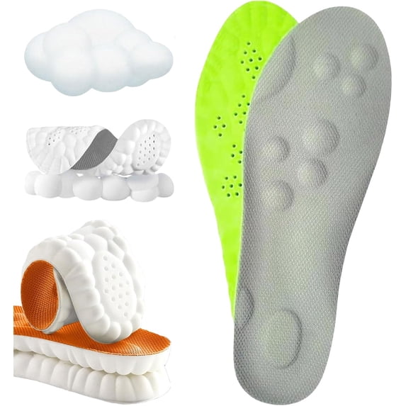 Steppers Insoles for Men Women, 2025 New Steppers Massage Insoles, Cloud Insoles, Steppers Shoe Inserts Memory Foam Insoles with Arch Support (1Pair*Green,Men 9-10.5/Women 10.5-12)