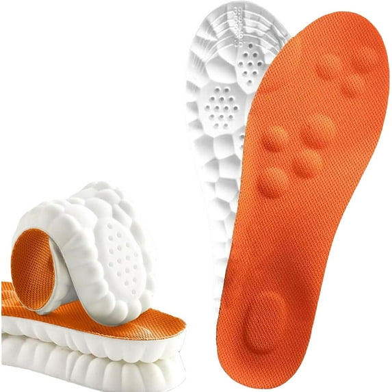 Steppers Insoles for Men Women, New Ultra-Soft Steppers Massage Insole, Trim to Fit Insoles with Arch Support for Foot Pain Relief and Fatigue Reduction (1 Pair-Orange, Men 4-4.5/Women 5.5-6)