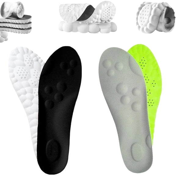 Steppers Insoles for Men Women, 4d Cloud Technology Insole, Memory Foam Orthopedic Insoles for Shoes (Black+Gray Geen, 11-12.5 Men/13-14.5 Women)