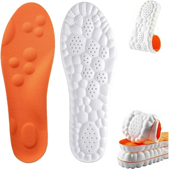 Steppers Insoles for Men Women, 4d Cloud Technology Insole, Memory Foam Orthopedic Insoles for Shoes (Orange, 5-6.5 Men/7-8.5 Women)