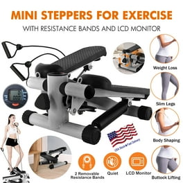 Stair Stepper for Exercise Mini Stepper with Resistance Bands LCD Monitor Portable Hydraulic Fitness Stepper 330LBS Loading Capacity No Assembly Required White Pink Walmart
