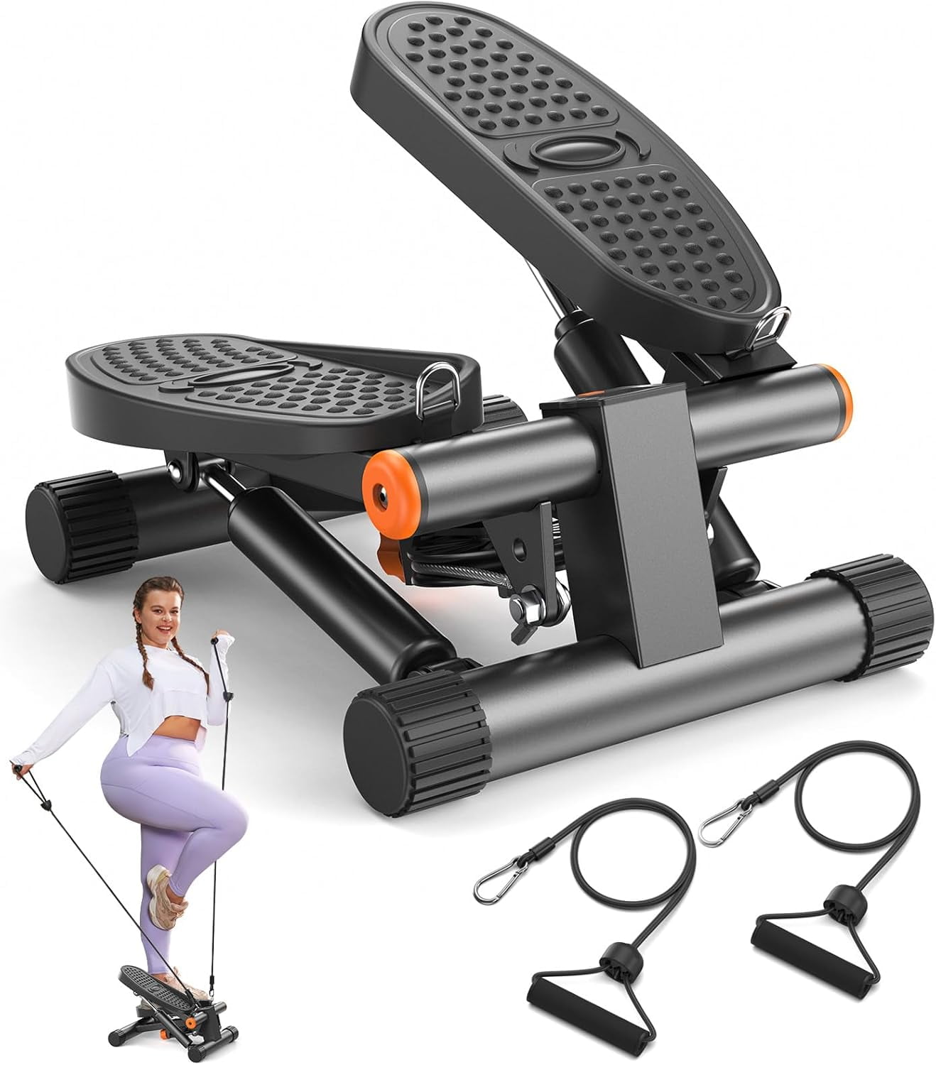 Steppers for Exercise, Stair Stepper with Resistance Bands, Mini