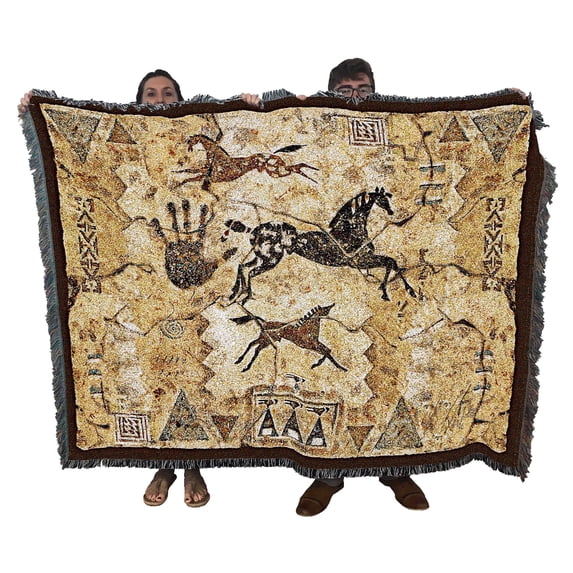 Pure Country Weavers Tlalocs Tribe Blanket Tapestry Throw Woven from Cotton - Made in The USA (72x54)