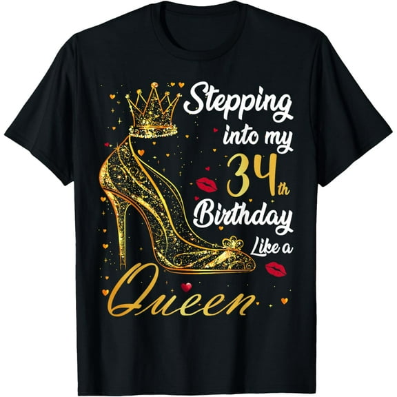 Stepping Into My 34th Birthday 34 Years Old Golden Birthday T-Shirt